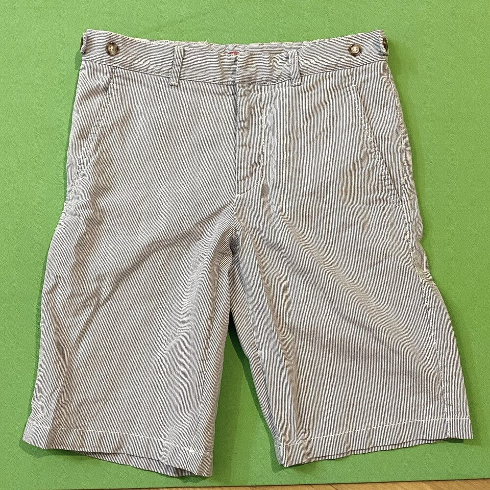 Prada Linen-Cotton Blend Striped Shorts EU 44